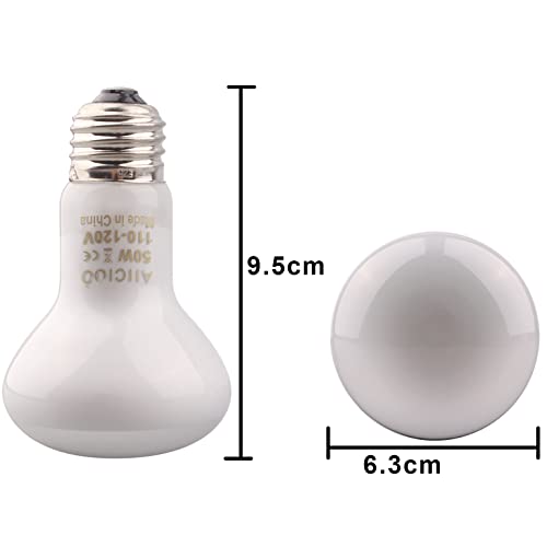 Aiicioo Reptile Basking Light Bulb - 50W Reptile Heat Lamp 2 Pack UVA Daylight Amphibians Basking Bulb for Bearded Dragon Turtle Hermit Crab Gecko Lizard Daylight - color: ['White'], size: ['50W']