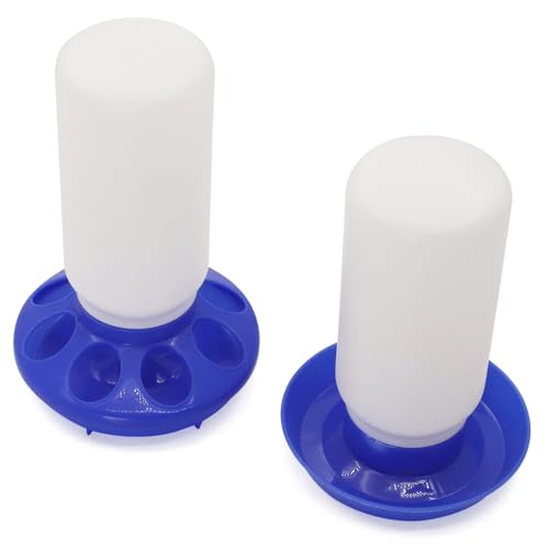 Chick Feeder and Waterer Set Kit-No Waste Baby Chick Starter Kit with 1L Chicken Water Dispenser and 1kg Feeder for Poultry and Baby Chicks,Plastic Chicken Coop Accessories (Blue, M)