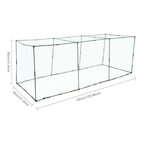 Chicken Tunnel, 126" x 32" Run Coop Tunnel, 4-Cube Metal Mesh Runway, Portable Chicken Run Load Up 30Chicks/20 Chicken Suitable for Chickens Ducks Rabbits in Outside Yard