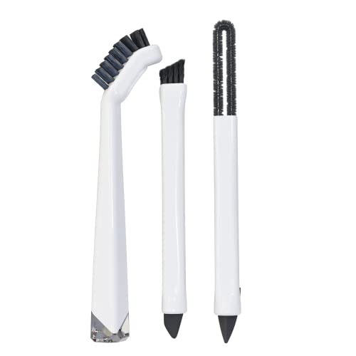 Small Cleaning Brush Set 3pcs—Crevice Brushes for Cleaning—Scrub Brushes Set with Silicone Tipped Scrub Brush—Stiff Handle Miniature Cleaning Brush for Kitchen Uensils, Tight Spaces, Tub, Shower - color: Small Cleaning Brush Set