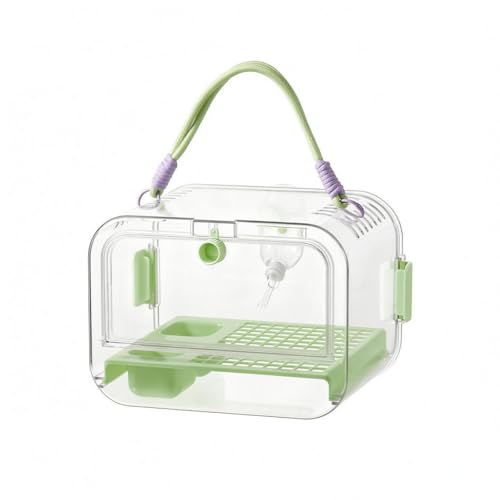 Cage Portable Pet Carrier Parrot Cage Mobile Aviary Lightweight Transparent with Handle and Ventilation Suitable for Travel Home Outings, Green - color: Green