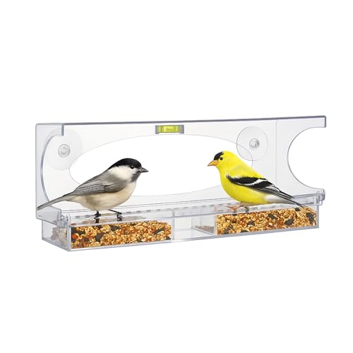 North States Nature's Yard - Large Clear Choice Window Bird Feeder: Strong Suction Cup Bird Feeder for Window Viewing, Holds 1 Pound of Seed