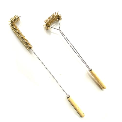 SUNRISE Fryer Brush with Long Handle (Brass, L and Single Brush) - color: Brass, size: L and Single Brush