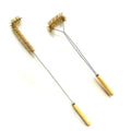 SUNRISE Fryer Brush with Long Handle (Brass, L and Single Brush) - color: Brass, size: L and Single Brush