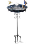 Yiabivo Solar Powered Bird Bath with Fountains for Hummingbirds,Stable Stylish Design with 5-Prong Base Stake Metal Bird Bath for Outside Yard Lawn Patio Garden(Blue) - color: White