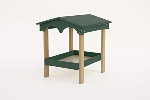 DutchCrafters Recycled Plastic Poly Large Covered Ground Fly Through Raised Platform Bird Feeder with Mesh Seed Tray - USA Amish Made (Turf Green & Weatherwood) - color: Turf Green & Weatherwood