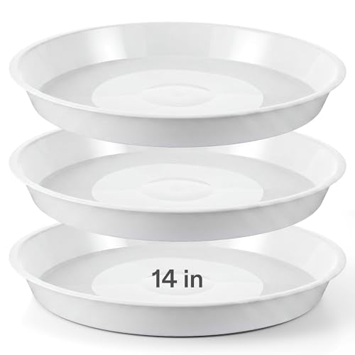 3 Pcs Plastic Bird Bath Bowl, 14”Ground Bird Baths for Outdoor, White | Large Durable Birds Bath Dish for Garden Yard, Birds Water Bowl Feeder Tray Replacement, Weather Resistant ABS Plastic - color: White