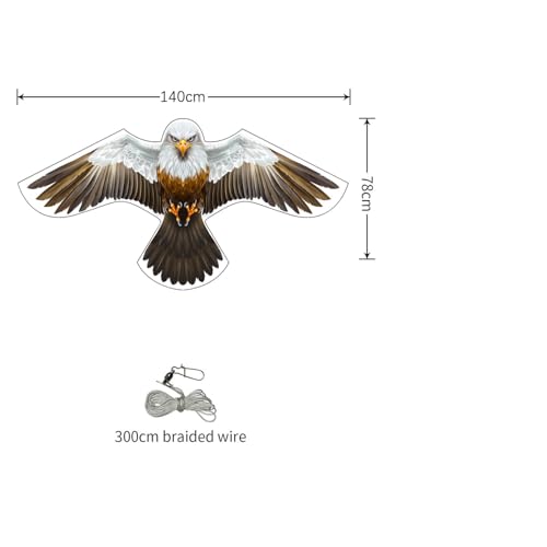 Bird Scarer Kite Without Pole Crops Farm Protector Hawk Flying Kite-Type-D | Ideal for gardens farms and docks | Keeps birds geese and seagulls away |A kind of hawk deterrent - color: Brown-White
