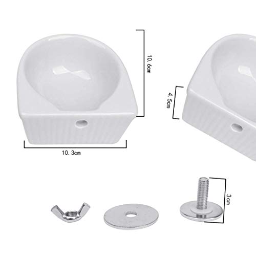 Small Animals Bowl, Detachable Cage Feeder Pet Ceramic Water & Food Feeder, Small Animal Supplies for Rabbit Parrot Squirrels Chinchilla Hamster Ferret (White, M) - size: M