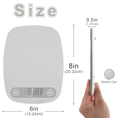 Food Scale Kitchen-Scale 11lb/5kg Food Scale for Kitchen Stainless Steel LCD Display Tare Function (g/oz/ml) for Meal Prep Coffee (Batteries Included) Grey - color: Grey