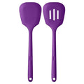 U-Taste Silicone Turner Spatula Set of 2, 13.6" Long/3.7" Wide, Purple | 600ºF Heat Resistant Food Grade Silicone Cooking Utensils Set, Wide Large Solid & Slotted Turner Pancake Egg Flipper - color: Purple