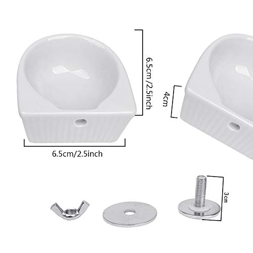 Small Animals Bowl, Detachable Cage Feeder Pet Ceramic Water & Food Feeder, Small Animal Supplies for Rabbit Parrot Squirrels Chinchilla Hamster Ferret (White, S) - size: S
