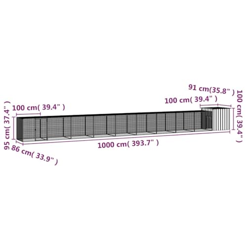 Industrial Style Chicken House with Easy Assembly, Large Galvanized Steel Poultry Coop for Multiple Chickens, Outdoor Chicken Cage Anthracite Grey 78.7x35.8x39.4 Inches