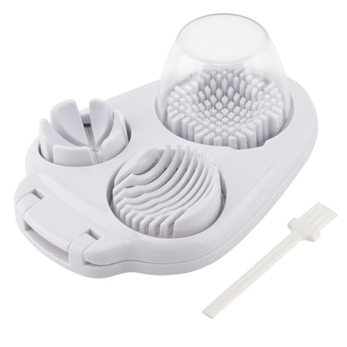 3 in 1 Boiled Egg Slicer, 3 Slice Modes Chopper Cutter with Brush, Manual Egg Slicer Steel Wire Dicer for Hard Boiled Eggs, Kitchen Gadget for Soft Fruit Butter, Labor Saving - color: White