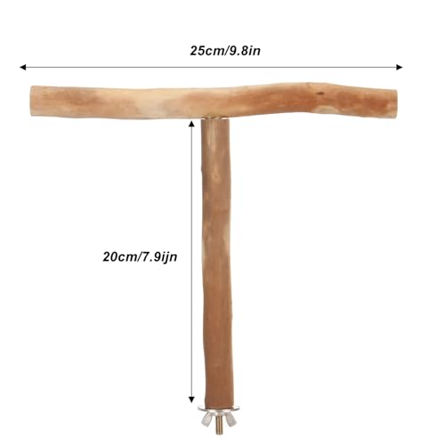 Asixxsix Wood Bird Perch, T Shaped Birdcage Stand Wooden Parrot Perch Stand Perch for Bird Cage Grinding Bird Perch Branches, T Perch Bird Accessory, Easy to Install