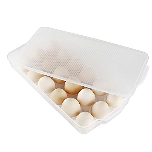 Eslite Covered Egg Holder,Egg Storage for Refrigerator,Fits 18 Eggs,Pack of 2