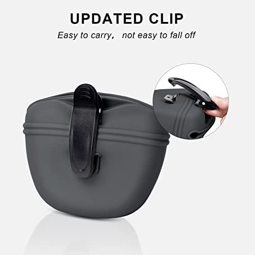 Left&Right Dog Clicker Training Kit,Silicone Dog Training Treat Pouch and Dog Clickers,Dog Treat Bag with Clicker Training for Dogs,Pet Treat Bag with Magnetic Buckle Closing and Waist Clip,Dark Grey - color: Dark Gray