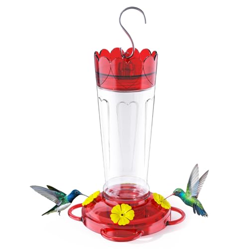 Hummingbird Feeders for Outdoors, 14 OZ Plastic Hummingbird Feeder | Ant & Bee Proof Leak-Proof Nectar Feeders with 4 Feeding Ports and Perches, Garden Yard Décor Gifts for Mom, Birdlovers - color: Clear, size: 1 Pack