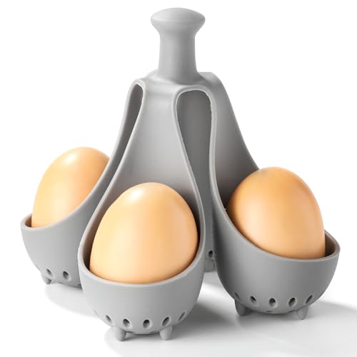 Silicone Egg Boiler Rack for Making Soft or Hard Boiled Eggs, Storage and Egg Rack, Holds 4 Eggs, Kitchen Egg Boiler Gadget