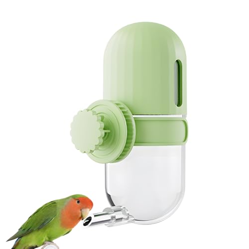 Bird Water Dispenser, 240ML Detachable Bird Drinking Bottle Automatic Birds Water Feeder for Small-Medium Parrots Budgies Lovebirds Parakeets Cockatiels - color: Green