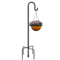 Highpro 63" Shepherds Hooks for Outdoor, Heavy Duty Bird Feeder Pole with 5 Base Prongs, Adjustable Garden Hanging Holder for Bird Feeders, Solar Light Lanterns, Garden Plant Hanger Stands - size: 1pack-63inch