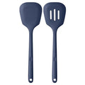 U-Taste Silicone Turner Spatula Set of 2, 13.6"Long/3.7"Wide, Midnight Blue | 600ºF Heat Resistant Food Grade Silicone Cooking Utensils Set, Wide Large Solid & Slotted Turner Pancake Egg Flipper - color: Midnight Blue