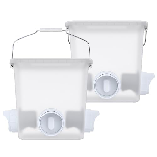 Automatic Chicken Feeder Chicken Feed Container Hanging Chicken Feeder Rainproof Poultry Feeder Bucket (Frosted) - color: Frosted