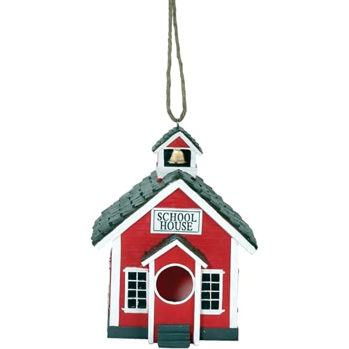 Spoontiques - Birdhouse - Garden Décor - Decorative Bird House for Yard and Garden Decoration - Hanging Novelty for Outdoor Patio - School House Birdhouse - color: School House