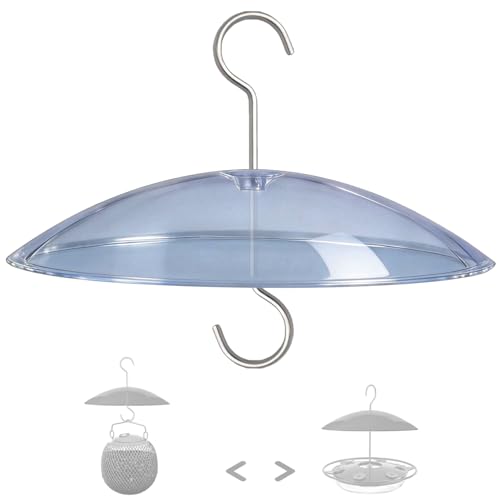8" Mini Plastic Rain Cover for Bird Feeder, Clear Weather Guard Baffle Dome | Stainless Hooks, Small Protective Shield for Hanging Outdoors, Bird House Protector against Rain/Snow/Sun/Poop, Dia. 20cm - color: Clear, size: 1PC/Pack