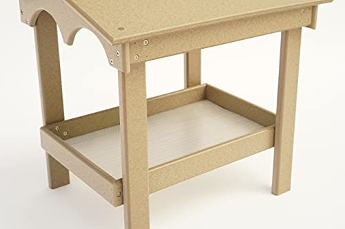 DutchCrafters Large Plastic Poly Covered Ground Feeder with Mesh Seed Tray, Platform Bird Feeder, Outdoor Ground Fly Through Bird Feeder - Amish Made in America (Weathered Wood) - color: Weathered Wood