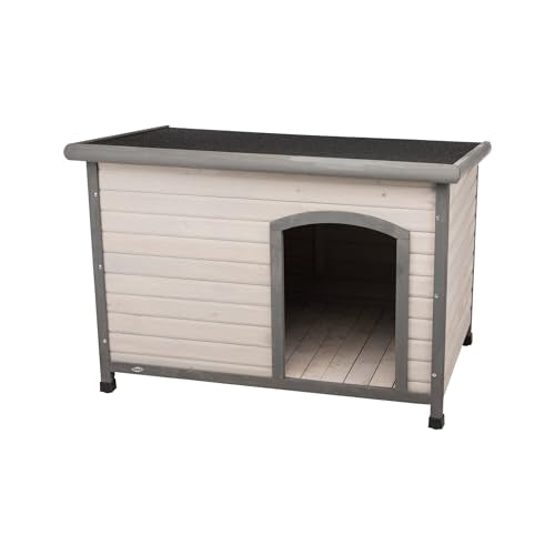 TRIXIE Natura Classic Dog House – Outside, Large, Weatherproof Sealer & Hinged Roof, Adjustable Legs - color: Gray, size: Large