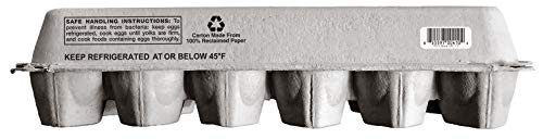 Blank 12-Egg Flat Top Paper Pulp Egg Carton with Nutrition Facts, Safe Handling Info, Optional UPC - 125 Pack