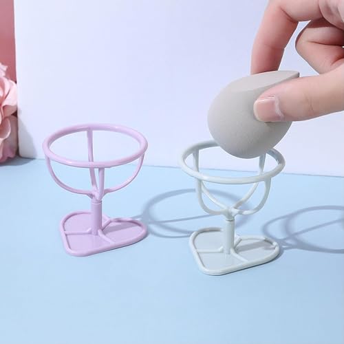 2Pcs (Purple+Blue) Makeup Sponge Puff Display Stand Beauty Egg Storage Rack, Sponge Drying Rack Stand Holder Egg Powder Puff Drying Shelf, Makeup Blenders and Sponges