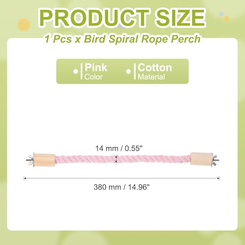 Bird Rope Perch Swing, Stand Rope Perch Standing Pole Accessory Climbing Swing Paw Grinding 15 Inch, (Pink) Intended for Parrot/Parakeet/Budgies/Cockatiels/Lovebirds - color: Pink, size: 15 Inch