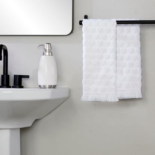 SKL Home Valentine's Day Heart Jacquard 100% Cotton 2pc Hand Towel Set, Decorative for Bath/Kitchen/Bar & Gift, White - color: Heart Jacquard, White