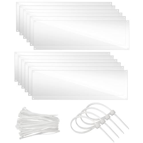 12 Pcs Cage Guard 13.8"x4.7" with Zip Ties Scatter Guard Clear | Cage Liner Flexible Side Lining for Rabbit Guinea Pig C&C Metal Wire Playpen - size: 13.8" x 4.7" (12 PCS, 4 Holes)