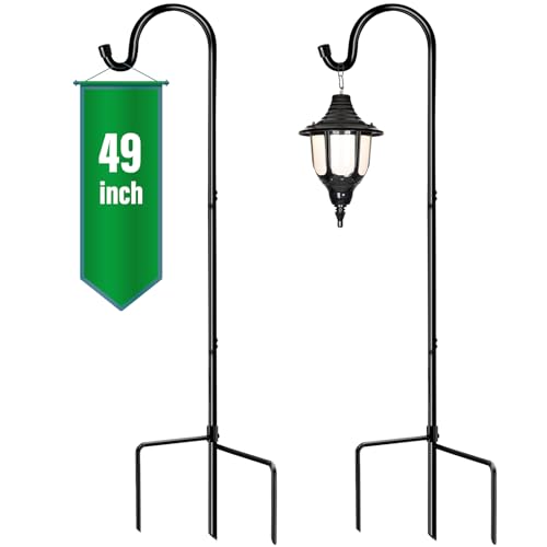 GOFORWILD 2 Pack Adjustable 49 Inch Shepherd Hooks for Bird Feeder Outdoor | Premium Metal Garden Hook for Outdoor, Hanging Plant, Solar Lights, Lanterns, Bird Feeders, and Wedding Decor - size: 49 Inch