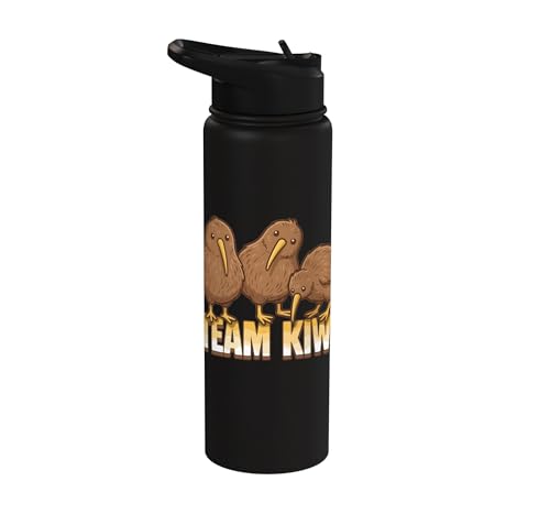 Team Kiwi Bird Kiwi Animal Cute Kiwi New Zealand Bird Stainless Steel Insulated Water Bottle - color: Black