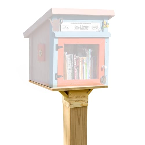 Outdoor Little Library Mount for 4x4 Post, Library Book Box Bracket Holder | Wooden Little Library Bracket Holder for Community with Mounting Accessories