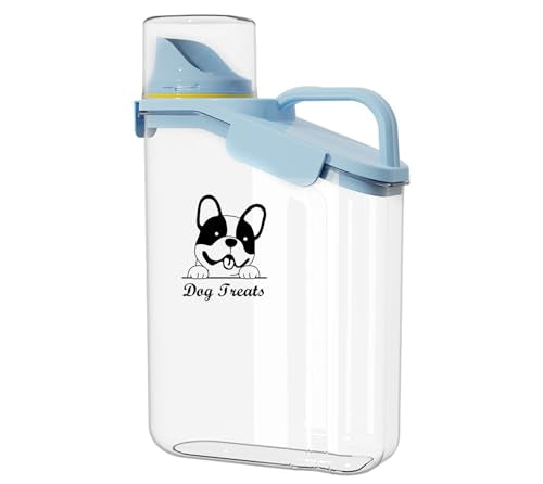 Dog Food Storage Container Airtight Portable Dog Food Container with Handled Lid and Pour Spout,Food Storage for Dog Dry Food Small Pet Food Container with Measuring Cup for Home, Travel,2.8L Blue - color: BLUE-DOG