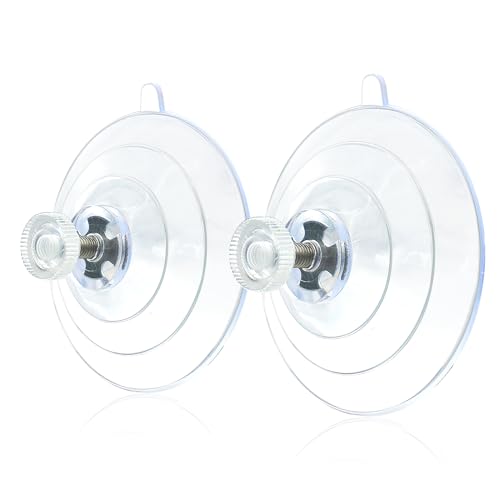 WENMIXER Suction Cups for Window Bird Feeders, 2.48"/63mm Clear PVC Strong Suction Pads with Screw Nut, Removable & Reusable Suction Cups for Wall, Window Hanging (2 Pcs)