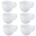 6 Pcs Mini Bird Food Bowl Feeder, Parrot Convenient Hanging Container, Plastic Pigeon Bird Cage Dish (White)