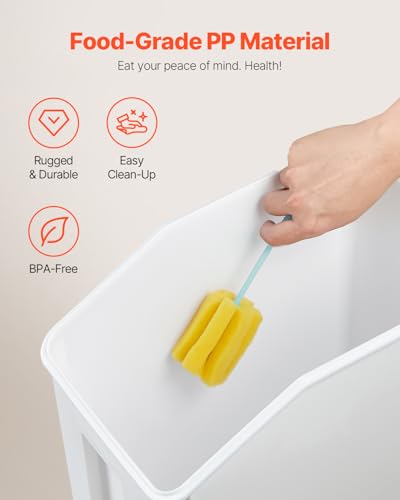 VEVOR Rice Storage Container, 4.5Gallon/20L Capacity Large Dog Food Dispenser Bin, Kitchen Ingredient Grain Cereal Flour Bin, Pet food Containers with Wheels, Measuring Cup, Airtight Lid, 1 Pack - size: 4.5 Gallon*1