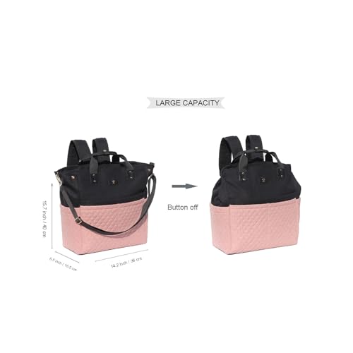 Diaper Tote Bag Totepack Backpack Crossbody Bag 3 in 1 for Women Laptop Backpack Multifunctional with Insulated Pockets - color: Linen Pink