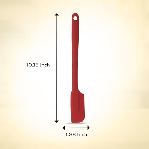 Mrs. Anderson’s Baking Silicone Slim Spatula, Flexible And Nonstick, One-Piece Design, Red, For Mixing, Folding, Scraping, Baking, And Cooking - color: Red, size: 10-Inch, Slim