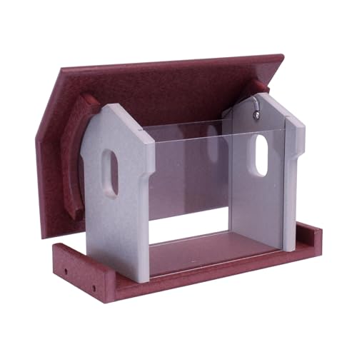 Bluebird Feeder - Poly Lumber - Hanging Blue Bird Feeder for Mealworms (Cherry Wood and Light Gray) - color: Cherry Wood and Light Gray