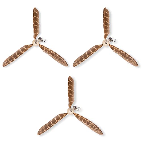 JXFUKAL Cat Wand Toys, Interactive Cat Toys with 3 Feather Refills, 29'' Flexible Steel Wire, Sturdy Wood Handle & Bell for Kitty Kitten, Cat Toys for Indoor Cats Teaser Cat String Toy - color: Set A-refills