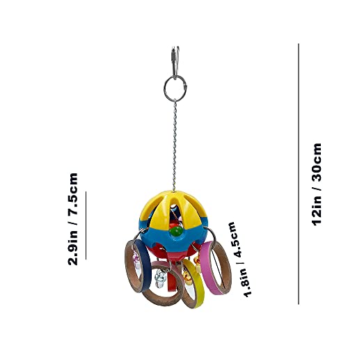 Bird Parrot Plastic Ball Toys with Colorful Cardboard Bagel and Acrylic Pacifiers for Parrot African Grey Cockatoo Cockatiel Sun Conures | Colorful Cardboard Bagel, Acrylic Pacifiers, For African Grey Monk Cockatiel Conures