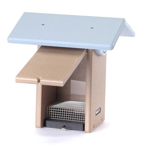 Birds Choice Ultimate Bluebird House, 1.5" Hole | Taupe & Blue | Durable Recycled Plastic Nesting Box, Weather-Resistant for Backyard Bluebirds, 11in x 8.5in x 12.625in - color: Taupe
