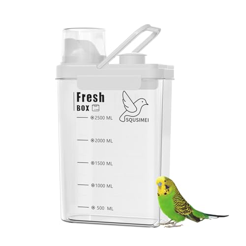 3 Qt/2.8 L Bird Seed Storage Container with Lids Airtight Measuring Cup, Bird Seed Dispenser Pet Food Container Are Used to Store Bird Food, Chicken Feed BPA Free (2.8L, White) - color: 2.8L/White